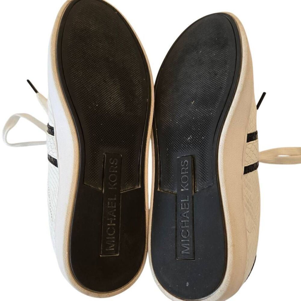 MICHAEL KORS Womens White Snake Pattern Lace Up Leather Sneaker Shoe Size 7 - Picture 10 of 12